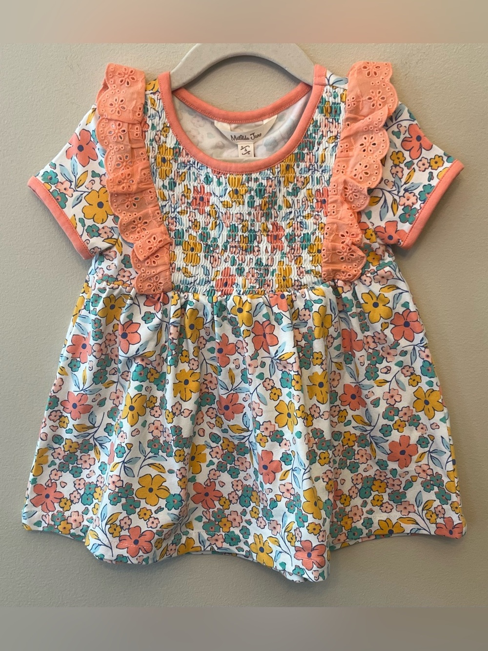 NWT Matilda Jane Dream Chasers Floral Tunic Girls Size 4 Smocked Ruffle